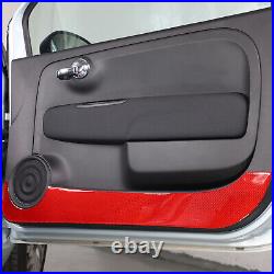 Red Carbon Interior Door Panel Trim Sticker For Fiat 500 Abarth 595 695 2011-19