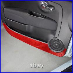 Red Carbon Interior Door Panel Trim Sticker For Fiat 500 Abarth 595 695 2011-19