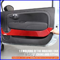 Red Carbon Interior Door Panel Trim Sticker For Fiat 500 Abarth 595 695 2011-19