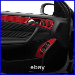 Red RHD Carbon Fiber Interior Door Decal Cover Trim For Benz C-CLASS W203 Type A