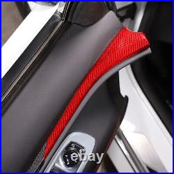 Red Real Carbon Fiber Interior Window Upper Door Panel trim For Corvette C8 20+