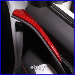 Red Real Carbon Fiber Interior Window Upper Door Panel trim For Corvette C8 20+
