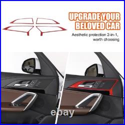 Red Soft Carbon Fiber Interior Door Handle Frame Trim For BMW X1 X2 2023-2024