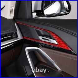 Red Soft Carbon Fiber Interior Door Handle Frame Trim For BMW X1 X2 2023-2024