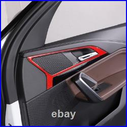 Red Soft Carbon Fiber Interior Door Handle Frame Trim For BMW X1 X2 2023-2024