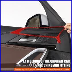 Red Soft Carbon Fiber Interior Door Handle Frame Trim For BMW X1 X2 2023-2024