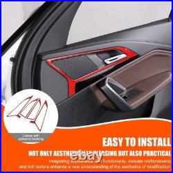 Red Soft Carbon Fiber Interior Door Handle Frame Trim For BMW X1 X2 2023-2024