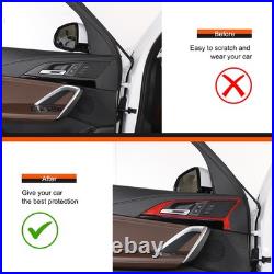 Red Soft Carbon Fiber Interior Door Handle Frame Trim For BMW X1 X2 2023-2024