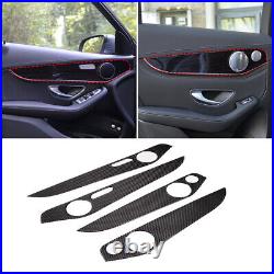 Soft Carbon Fiber Interior Door Panel Trim For Benz C GLC Class W205 2014-20