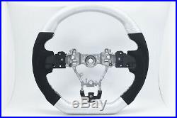 White Carbon Fiber D-Shape Alcantara Steering Wheel for 15-20 SUBARU WRX STI