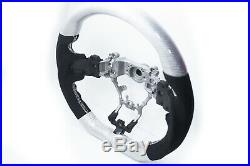 White Carbon Fiber D-Shape Alcantara Steering Wheel for 15-20 SUBARU WRX STI